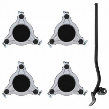 Gossi role pentru mobila, 4 buc., cu dispozitiv de ridicare, 19x17,5x6 cm, otel, 1000 kg