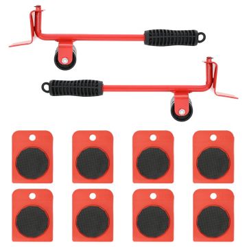 Gossi role pentru mobila, 8 buc., cu dispozitive de ridicare, rosii, 9,8x7,5x3 cm, 150 kg