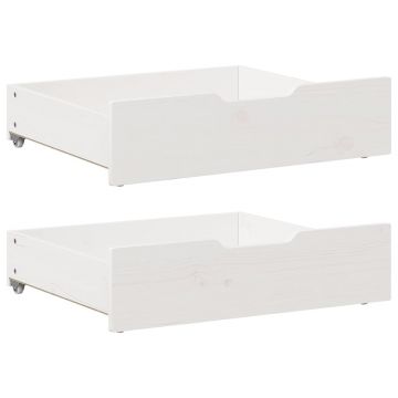 Gossi sertare de pat, 2 buc., 65x55x16 cm, alb, lemn masiv de pin