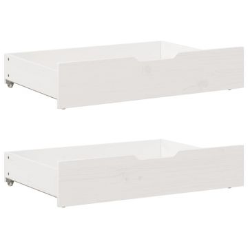 Gossi sertare de pat, 2 buc., 80x55x16 cm, alb, lemn masiv de pin