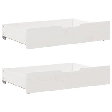 Gossi sertare de pat, 2 buc., 85x55x17 cm, alb, lemn masiv de pin