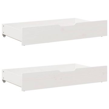 Gossi sertare de pat, 2 buc., 90x55x16 cm, alb, lemn masiv de pin