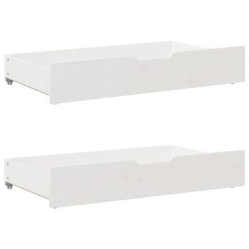 Gossi sertare de pat, 2 buc., 95x55x16 cm, alb, lemn masiv de pin