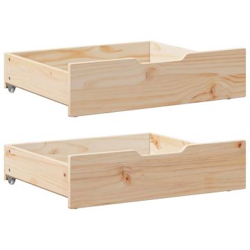 Gossi sertare de pat cu roti, 2 buc., 65x55x16 cm, lemn masiv de pin