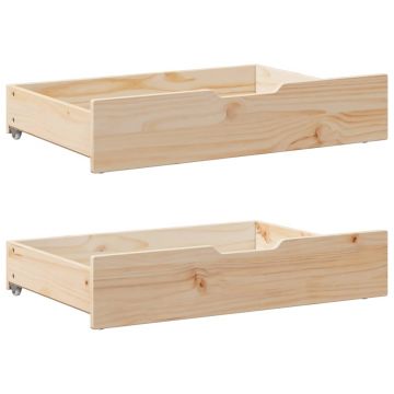 Gossi sertare de pat cu roti, 2 buc., 80x55x16 cm, lemn masiv de pin