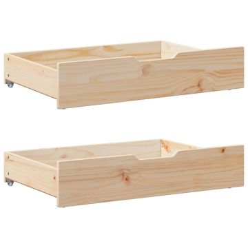 Gossi sertare de pat cu roti, 2 buc., 85x55x17 cm, lemn masiv de pin