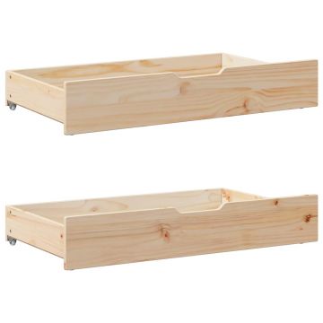 Gossi sertare de pat cu roti, 2 buc., 95x55x16 cm, lemn masiv de pin
