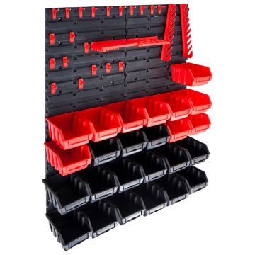 Gossi set cutii depozitare 29 piese cu panouri de perete, rosu&negru