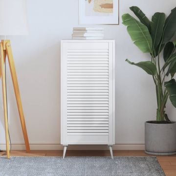 Gossi usa de dulap design lambriu, alb, 99,3x49,4 cm, lemn masiv pin