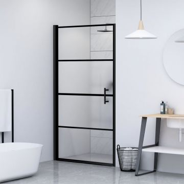 Gossi usa de dus, 100x178 cm, negru, sticla securizata semi-mata