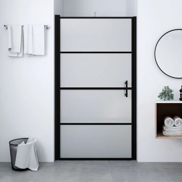 Gossi usa de dus, negru, 81 x 195 cm, sticla securizata mata