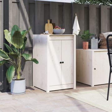 Gossi usi de bucatarie de exterior, alb, 50x9x82cm, lemn masiv de pin