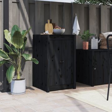 Gossi usi de bucatarie de exterior, negru, 50x9x82 cm, lemn masiv pin
