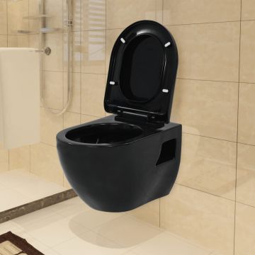 Gossi vas de toaleta cu montare pe perete, ceramica, negru