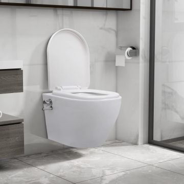 Gossi vas wc suspendat fara rama cu functie de bideu, alb, ceramica