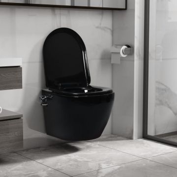 Gossi vas wc suspendat fara rama cu functie de bideu, negru, ceramica