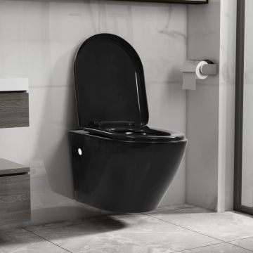 Gossi vas wc suspendat fara rama, negru, ceramica