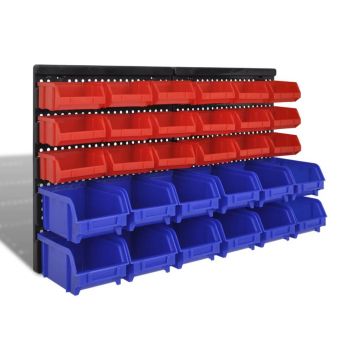 Set cos depozitare pt garaj, montat pe perete 30 buc albastru, plastic