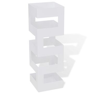 Suport pentru umbrele, patrat, depozitare bastoane, alb, 48,5 cm, otel