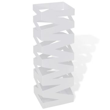Suport pentru umbrele, patrat, depozitare bastoane, alb, 48,5 cm, otel
