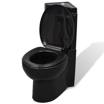 Vas toaleta din ceramica, wc baie de colt, negru