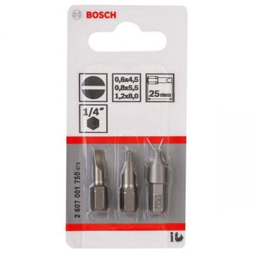Bosch  2607001750 - Set capete de insurubare profil plat 0.6x4.5 0.8x5.5 1.2x8 mm 3 bucati