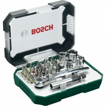 Bosch  2607017322 - Set capete de insurubare si chei tubulare mixte 26 bucati