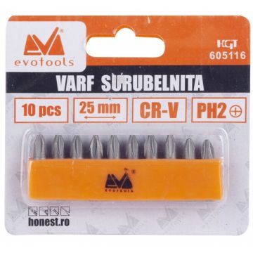 Evotools  605116 - Set capete de insurubare profil PH2 10 bucati