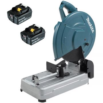 Makita  DLW140PT2 - Debitator metale stationar cu 2 acumulatori Li-Ion 18 V 5  Ah 355x25.4  mm disc abraziv