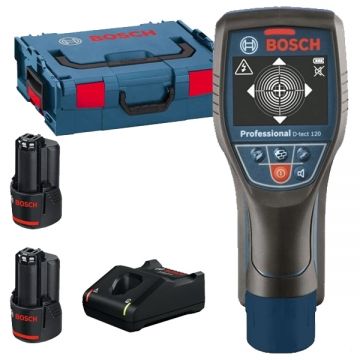 Bosch  D-tect 120 + 1600A019R8 - Detector de metale 120 mm + Set 2 acumulatori si incarcator Li-Ion 12 V 2 Ah