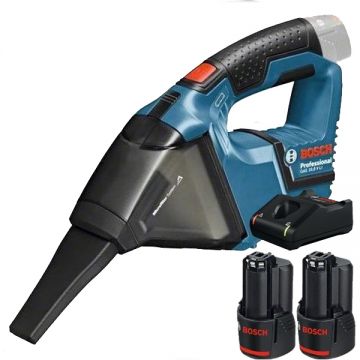 Bosch  GAS 12V + 1600A019R8 - Aspirator 45 mbar + Set 2 acumulatori si incarcator Li-Ion 12 V 2 Ah