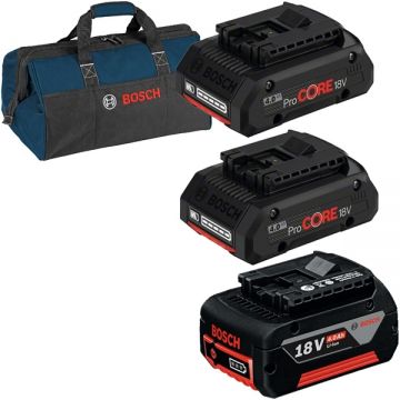 Bosch  GBA + ProCORE + 1619BZ0100 - Acumulator Li-Ion 18 V 4 Ah + 2x Acumulator Li-Ion 18 V 4 Ah + Geanta textila