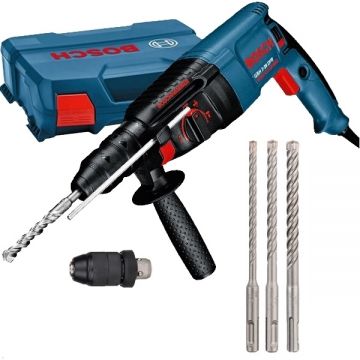 Bosch  GBH 2-26 DFR + Plus-5X - Rotopercutor SDS-Plus 800 W 2.7 J valiza plastic + Set burghie SDS-Plus 6-10 mm 3 bucati