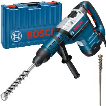 Bosch  GBH 8-45 DV + Max-9 Break Through - Rotopercutor SDS-Max 1500 W 12.5 J valiza plastic + Burghiu SDS-Max strapungere 55x450x600 mm