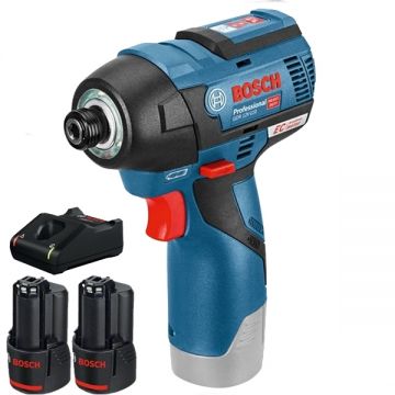 Bosch  GDR 12V-110 + 1600A019R8 - Masina de insurubat cu impact 110 Nm + Set 2 acumulatori si incarcator Li-Ion 12 V 2 Ah