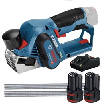 Bosch  GHO 12V-20 + 1600A019R8 - Rindea 56 mm + Set 2 acumulatori si incarcator Li-Ion 12 V 2 Ah