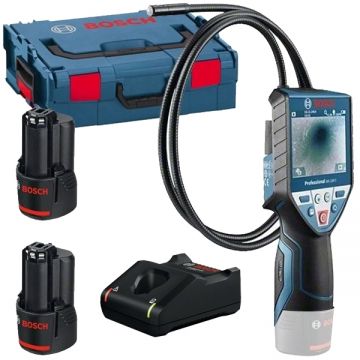 Bosch  GIC 120 C + 1600A019R8 - Camera de inspectie 3.5 inch 120 cm valiza speciala + Set 2 acumulatori si incarcator Li-Ion 12 V 2 Ah