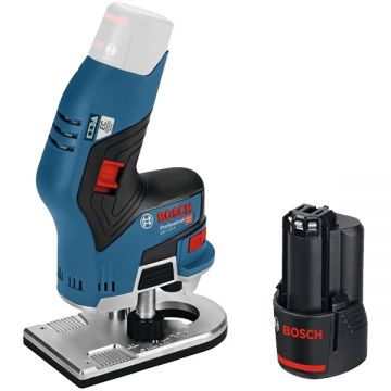 Bosch  GKF 12V-8 + 1600A00X79 - Masina de frezat 8 mm + Acumulator Li-Ion 12 V 3 Ah