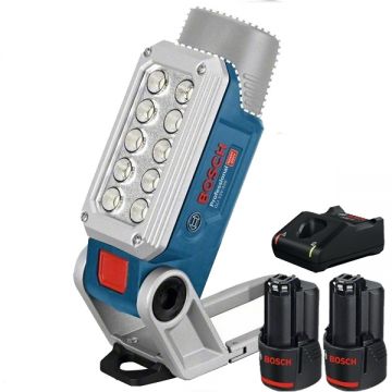 Bosch  GLI DeciLED + 1600A019R8 - Lampa + Set 2 acumulatori si incarcator Li-Ion 12 V 2 Ah