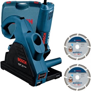Bosch  GNF 35 CA + PRO Multi Material - Freza pentru caneluri beton 1400 W 150 mm valiza plastic + 2xDisc diamantat de taiere segmentat 150x22.2x2.4 mm