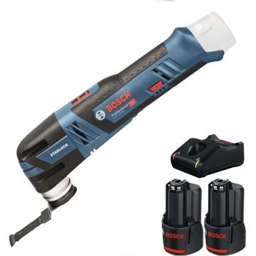 Bosch  GOP 12V-28 + 1600A019R8 - Multicutter + Set 2 acumulatori si incarcator Li-Ion 12 V 2 Ah