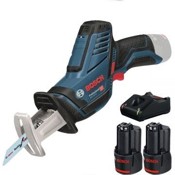 Bosch  GSA 12V-14 + 1600A019R8 - Fierastrau sabie + Set 2 acumulatori si incarcator Li-Ion 12 V 2 Ah