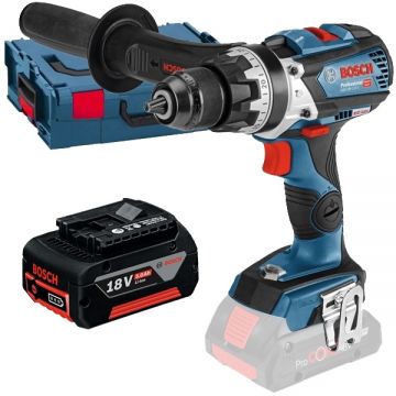 Bosch  GSB 18V-110 C + GBA - Masina de gaurit si insurubat cu percutie 110 Nm valiza speciala + Acumulator Li-Ion 18 V 5 Ah