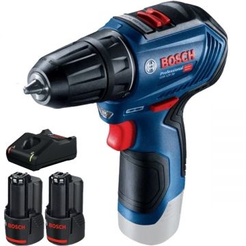 Bosch  GSR 12V-30 + 1600A019R8 - Masina de gaurit si insurubat 30 Nm + Set 2 acumulatori si incarcator Li-Ion 12 V 2 Ah