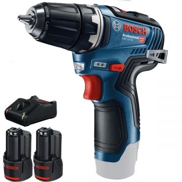 Bosch  GSR 12V-35 + 1600A019R8 - Masina de gaurit si insurubat 35 Nm + Set 2 acumulatori si incarcator Li-Ion 12 V 2 Ah