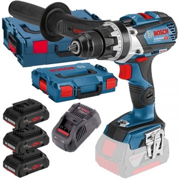 Bosch  GSR 18V-110 C + 0615990L1R - Masina de gaurit si insurubat 110 Nm valiza speciala + Set 3 acumulatori si incarcator Li-Ion 18 V 4 Ah valiza speciala