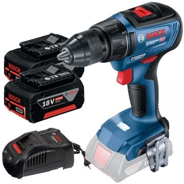 Bosch  GSR 18V-50 GBA + GAL 1880 CV - Masina de gaurit si insurubat 50 Nm + Set 2 acumulatori si incarcator Li-Ion 18 V 5 Ah