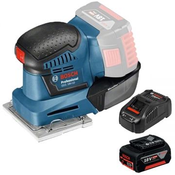 Bosch  GSS 18V-10 + GBA + GAL 1880 CV - Slefuitor cu vibratii 101x113 mm + Set acumulator si incarcator Li-Ion 18 V 5 Ah
