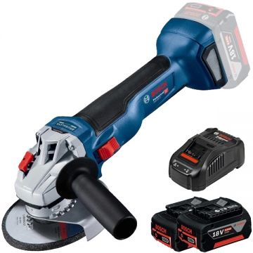 Bosch  GWS 18V-10 + 1600A00B8J - Polizor unghiular 115 mm + Set 2 acumulatori si incarcator Li-Ion 18 V 5 Ah