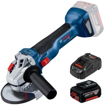 Bosch  GWS 18V-10 + GBA + GAL 1880 CV - Polizor unghiular 115 mm + Set acumulator si incarcator Li-Ion 18 V 5 Ah